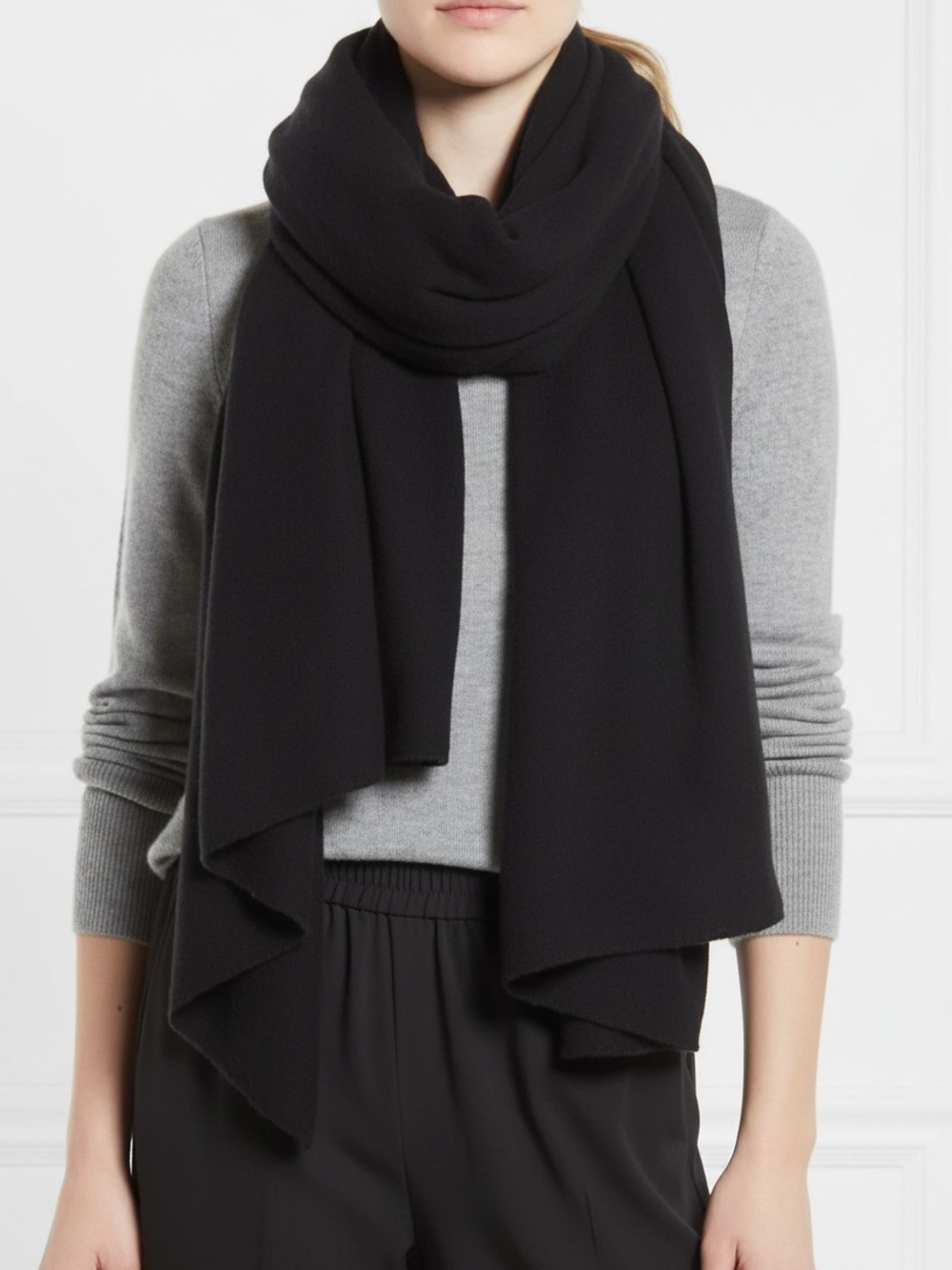 NWT Nordstrom Cashmere Scarf Travel Wrap Shawl Black OS
